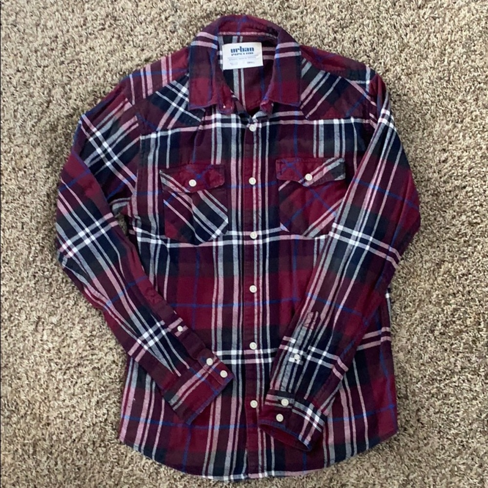 MENS MAROON AND BLUE FLANNEL